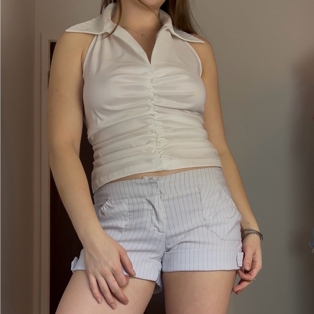 90s Collard White Sleeveless Top